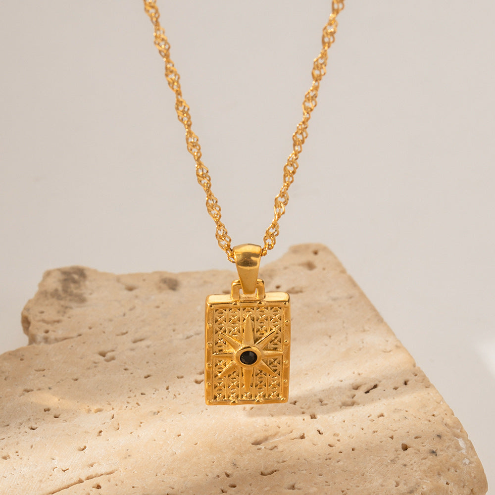 Double-sided square pendant necklace