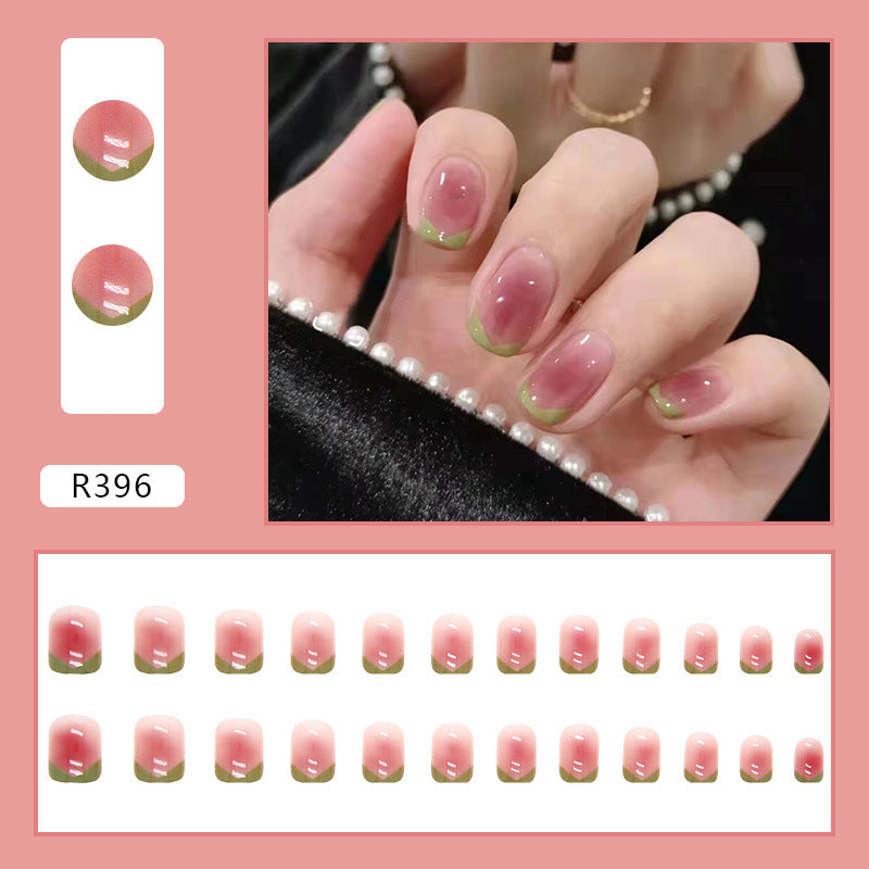 Wearable Blush Short Removable Nail Stickers