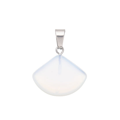 Natural Stone Triangle Scallop Crystal Pendant