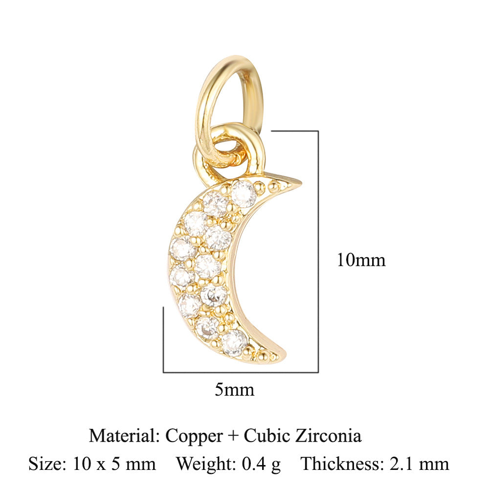 Cross Star Moon Copper Zircon Pendant