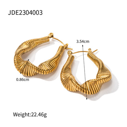 Pleated Ribbed Twisted Wire Earrings