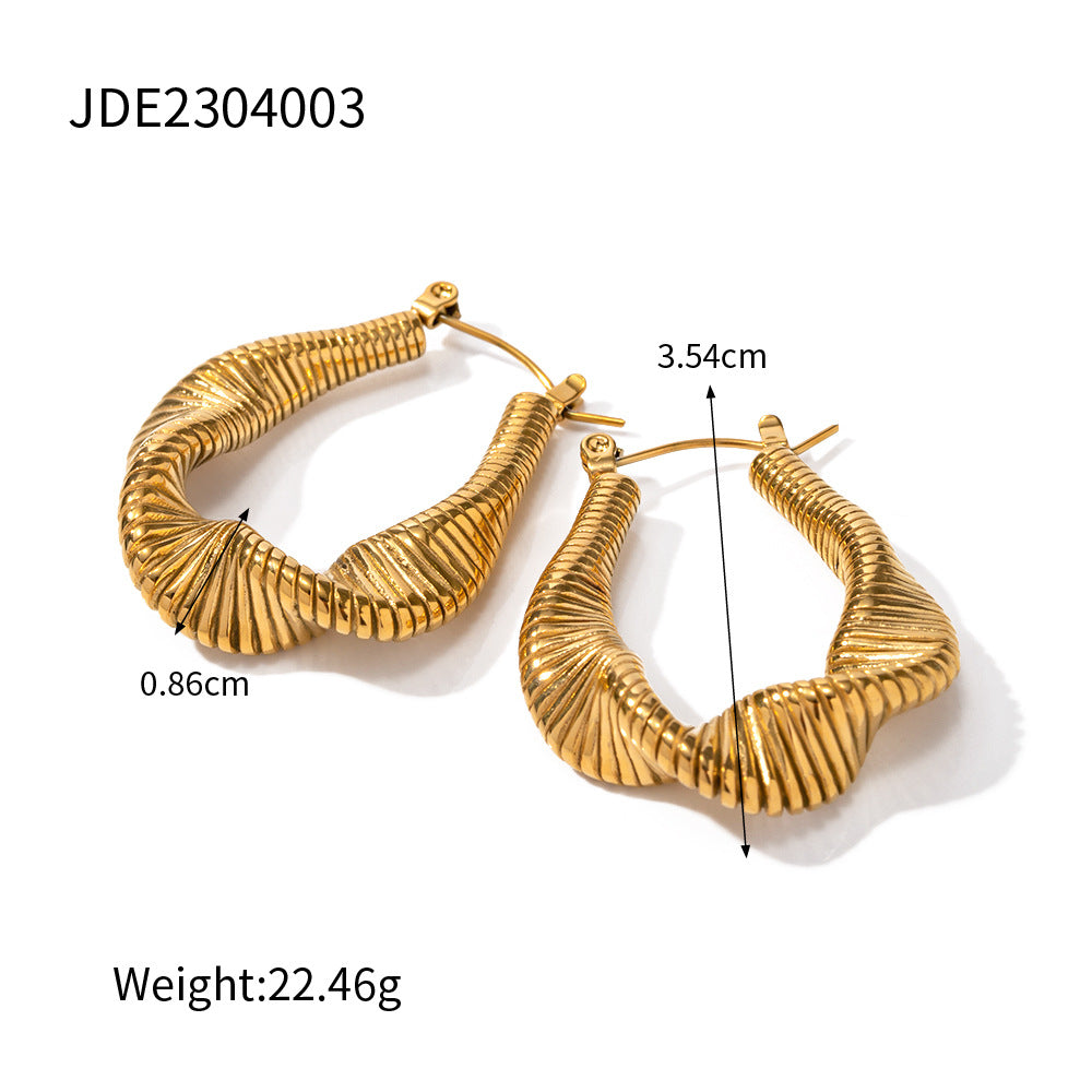 Pleated Ribbed Twisted Wire Earrings