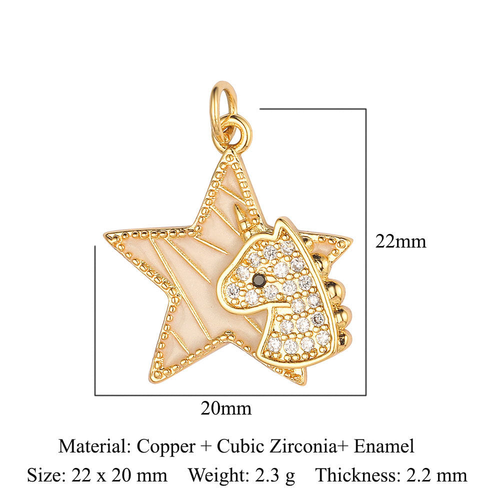 Feather dripping oil crown love copper zircon pendant