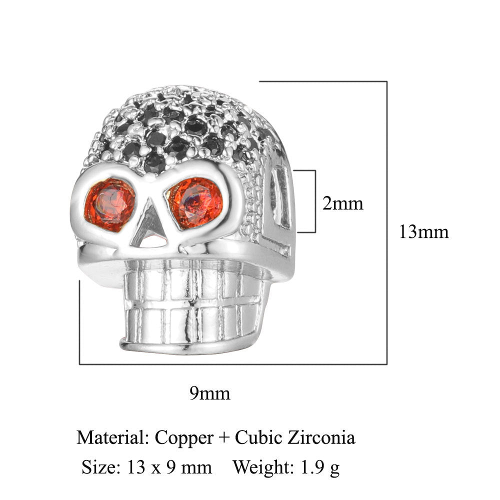 Buddha head skull copper zircon spacer beads