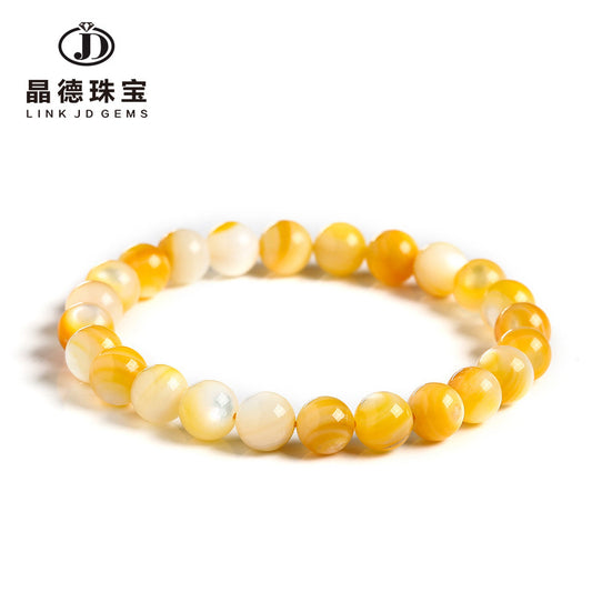 Yellow Pearl Shell Bracelet Personalized Single Circle