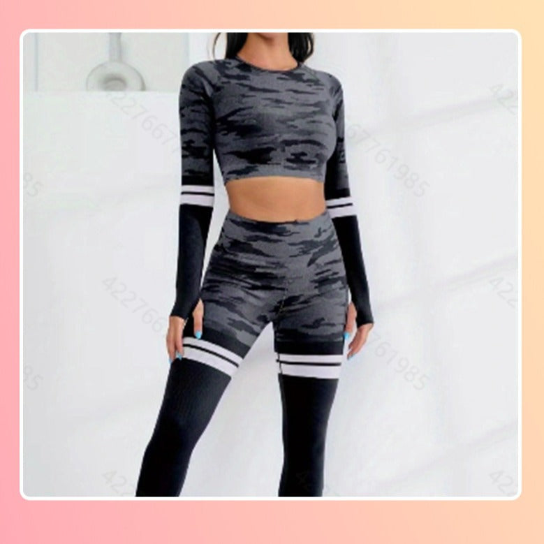 Premium Camouflage Yoga Long Sleeve Set