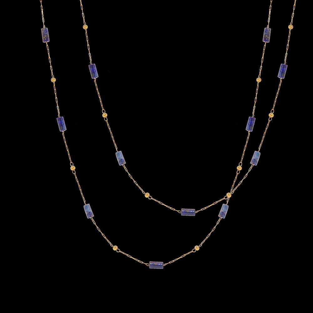 lapis lazuli pipe bead hand necklace