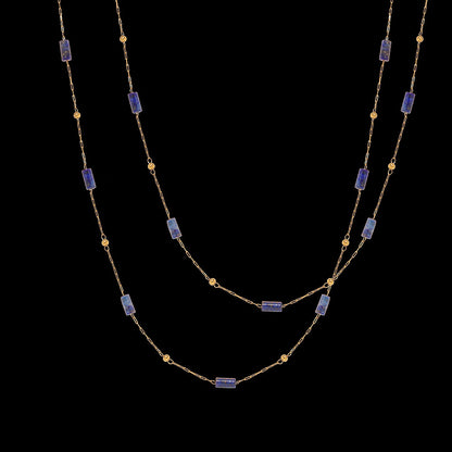 lapis lazuli pipe bead hand necklace