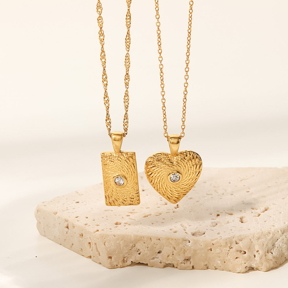 Textured Square Heart Necklace