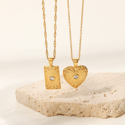 Textured Square Heart Necklace