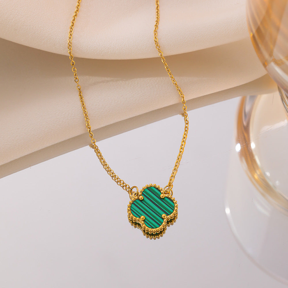 Double-sided four-leaf clover necklace