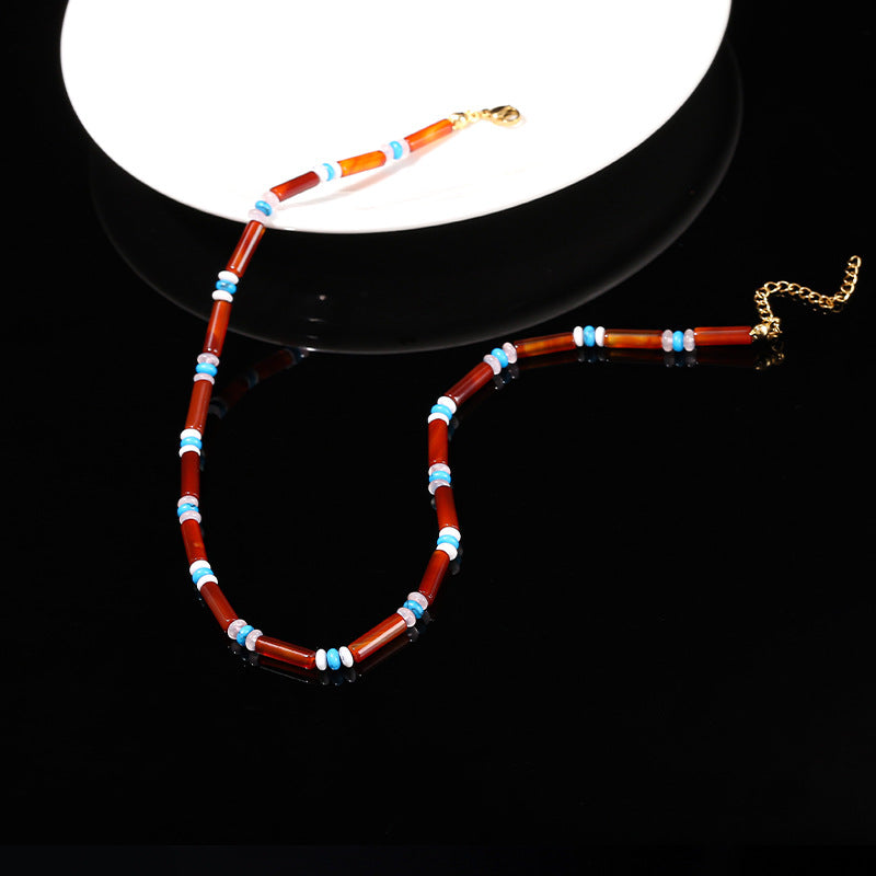 7A agate round tube necklace