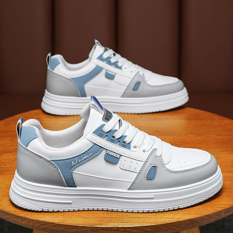 Korean-Style Breathable Thick-Soled White Sneakers