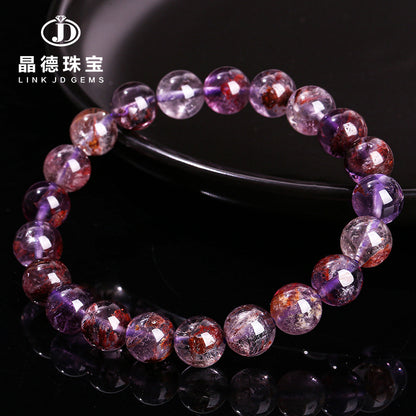 Pulsera de piedra fantasma morada natural 5A 