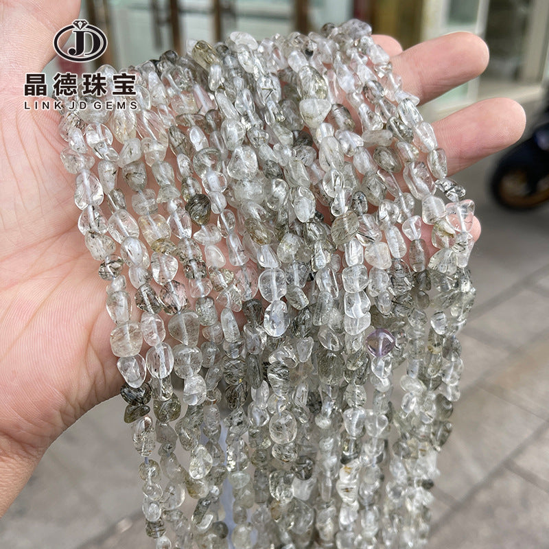 6-8Mm natural ice-permeable green-haired crystal conformal beads