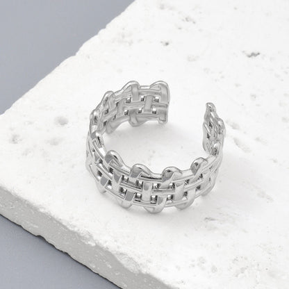 Anillo de mujer de acero de titanio con forma de serpiente y estrella ajustable 