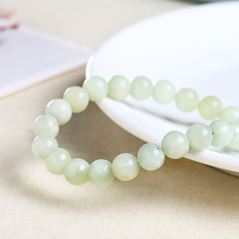 Xinshan jade bracelet Xiuyan jade round bead single ring bracelet.