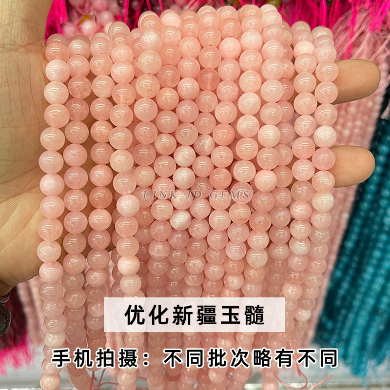 Perlas sueltas de calcedonia de Xinjiang, cuentas redondas de jade de colores 