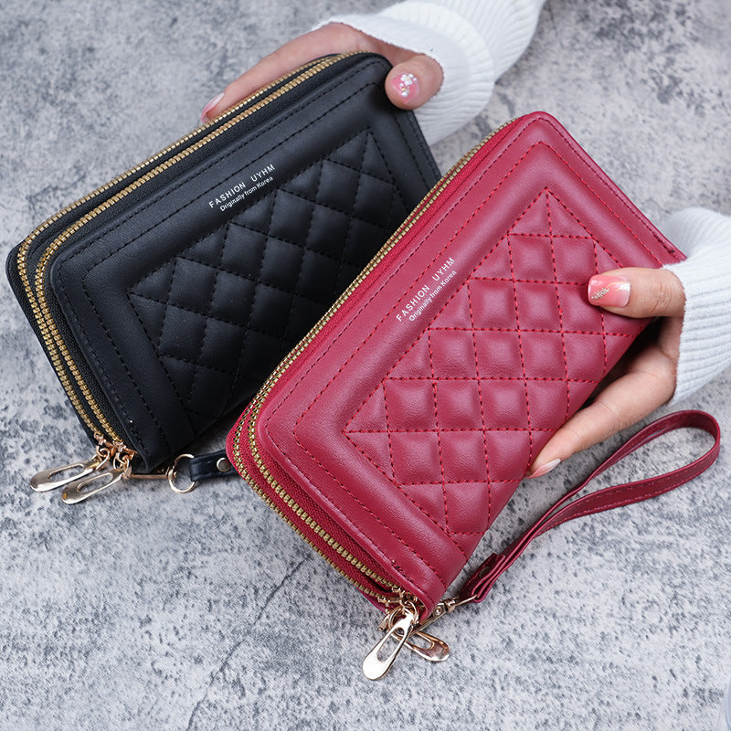 Mobile phone bag double zipper money card bag