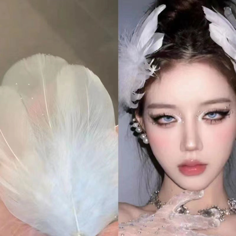 White Feather Pearl Hairpin