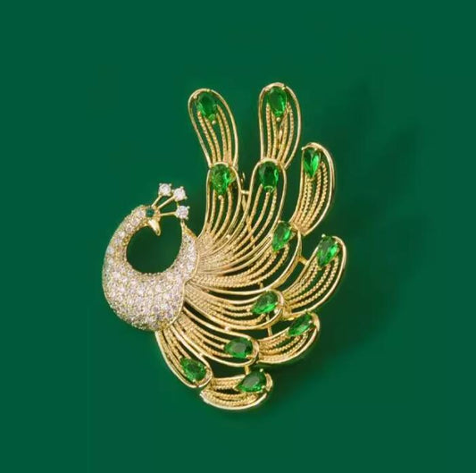 Emerald Crystal Phoenix Brooch