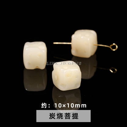 White Jade Bodhi Cat Claw Through Hole Loose Beads