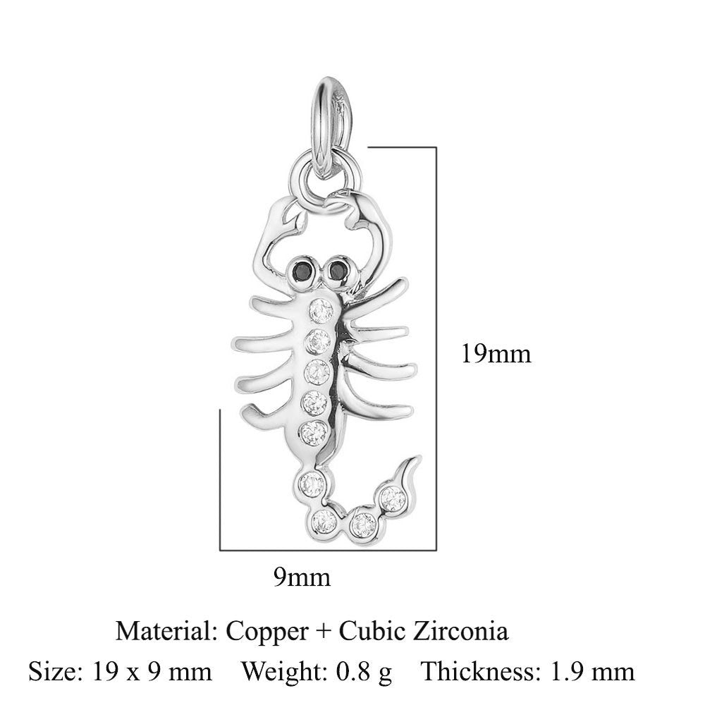 Heart-shaped copper zircon pendant bear snake scorpion