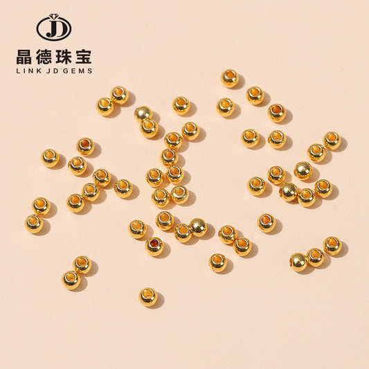 4mm18K gold small copper bead round bead through hole