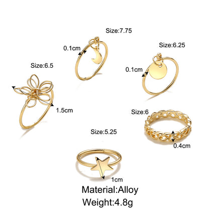 Five-pointed star moon pendant ring set 5 pieces