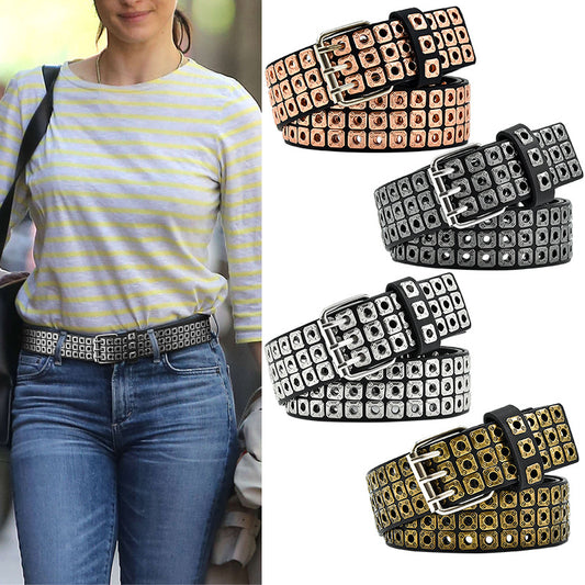 Three rows of holes wide belt fashion pin buckle