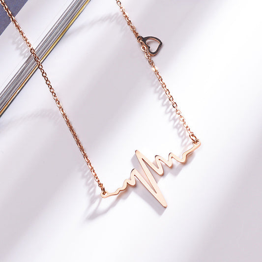 Electrograph wave rose gold necklace