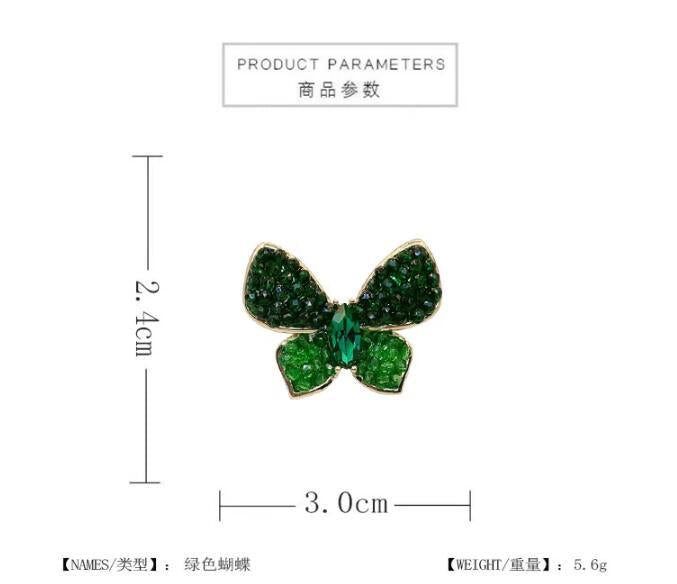 Green Crystal Butterfly Brooch