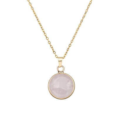 Crystal Round Stainless Steel Pendant Necklace