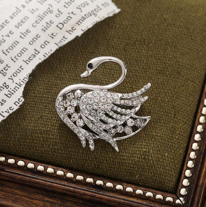 Diamond swan brooch ins