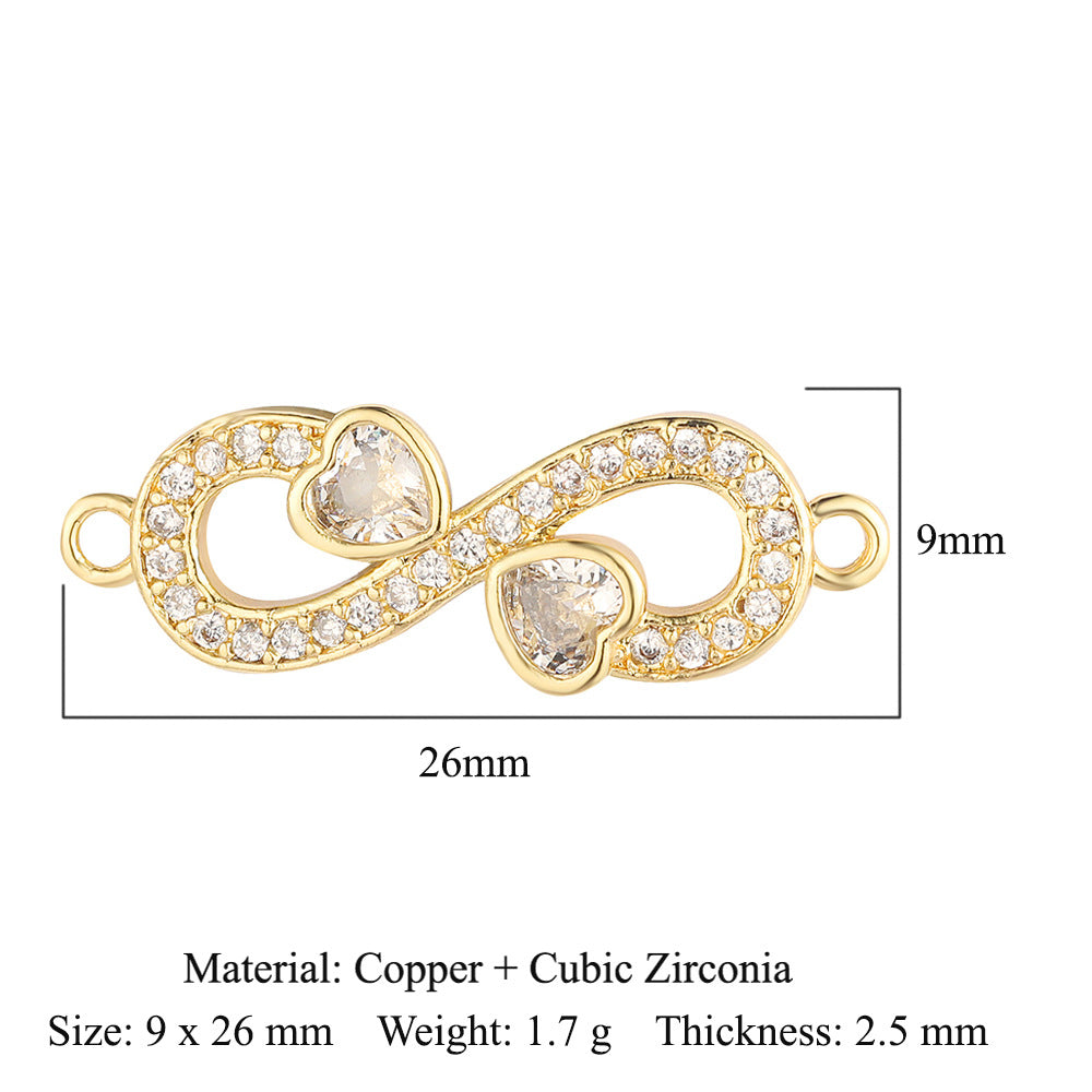 Double hole copper zircon jewelry bracelet connection accessories