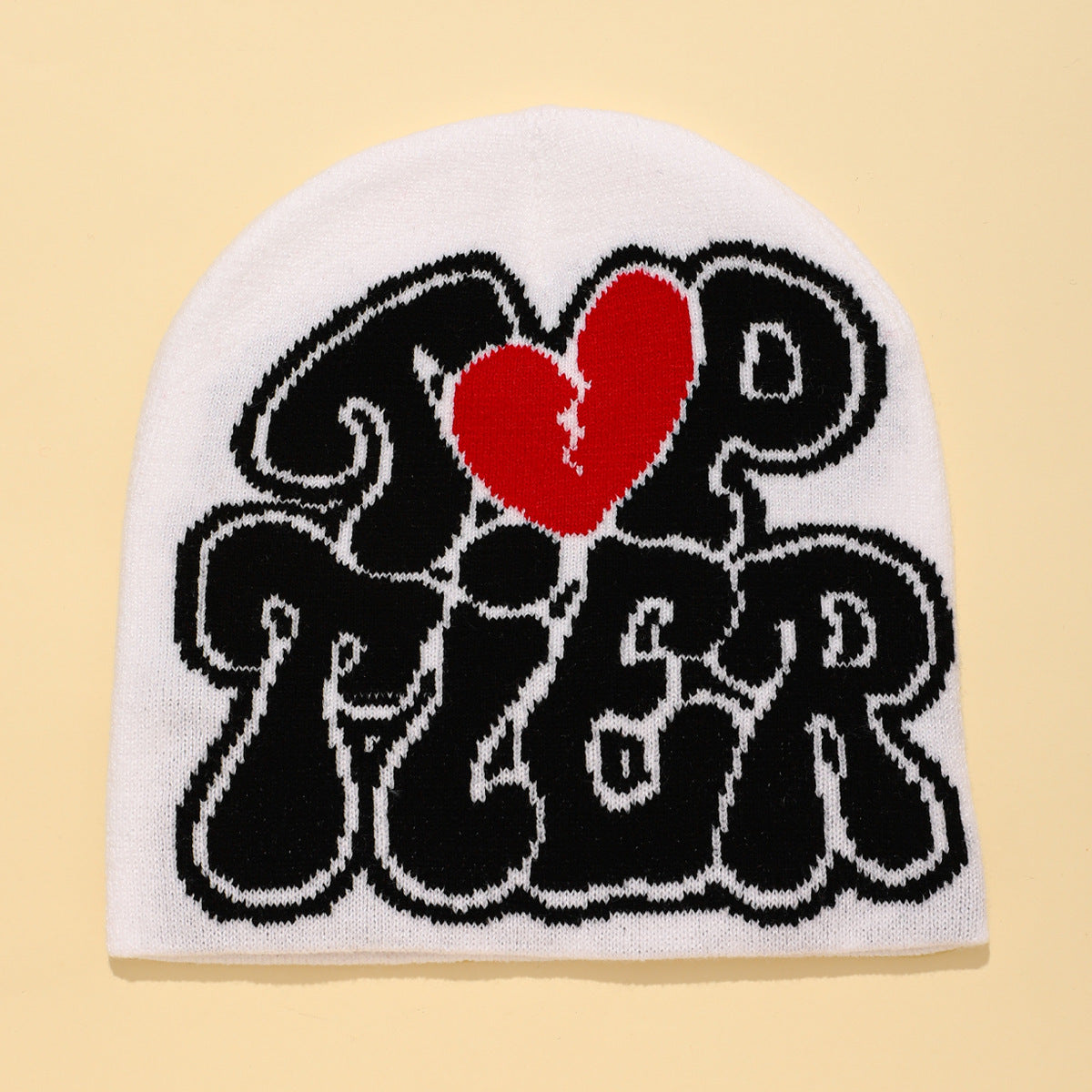 Knit Winter Hat, Heart & Letter Pattern, Warm