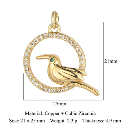 Copper zircon DIY animal necklace bracelet pendant