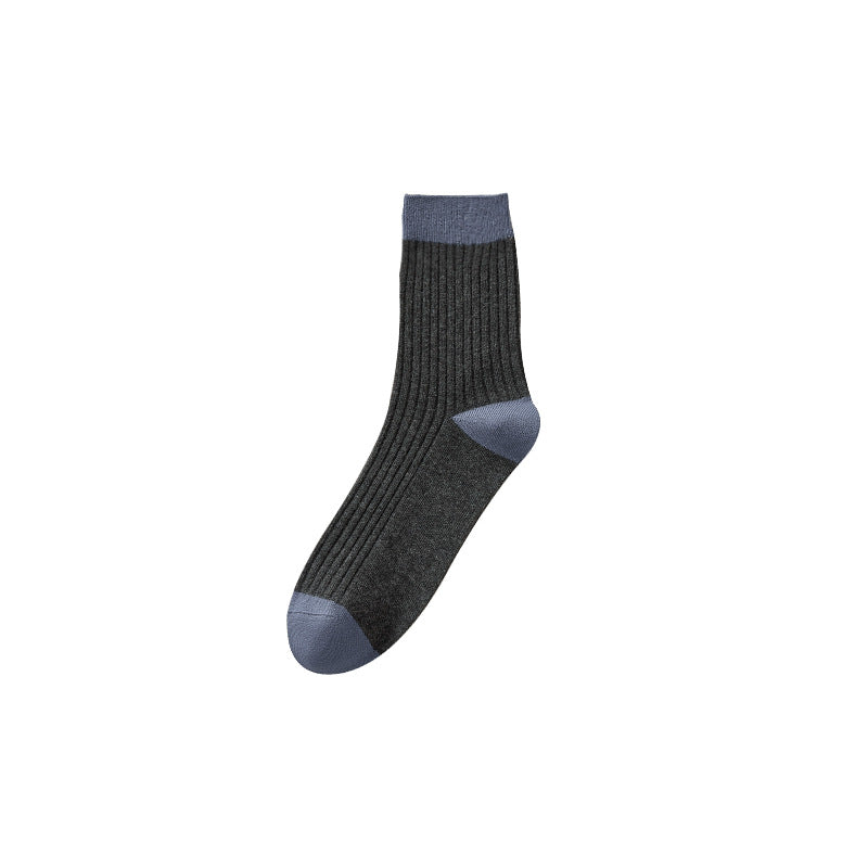 Men¡¯s Solid Cotton Mid-Calf Socks Fall/Winter Business Thick Anti-Odor