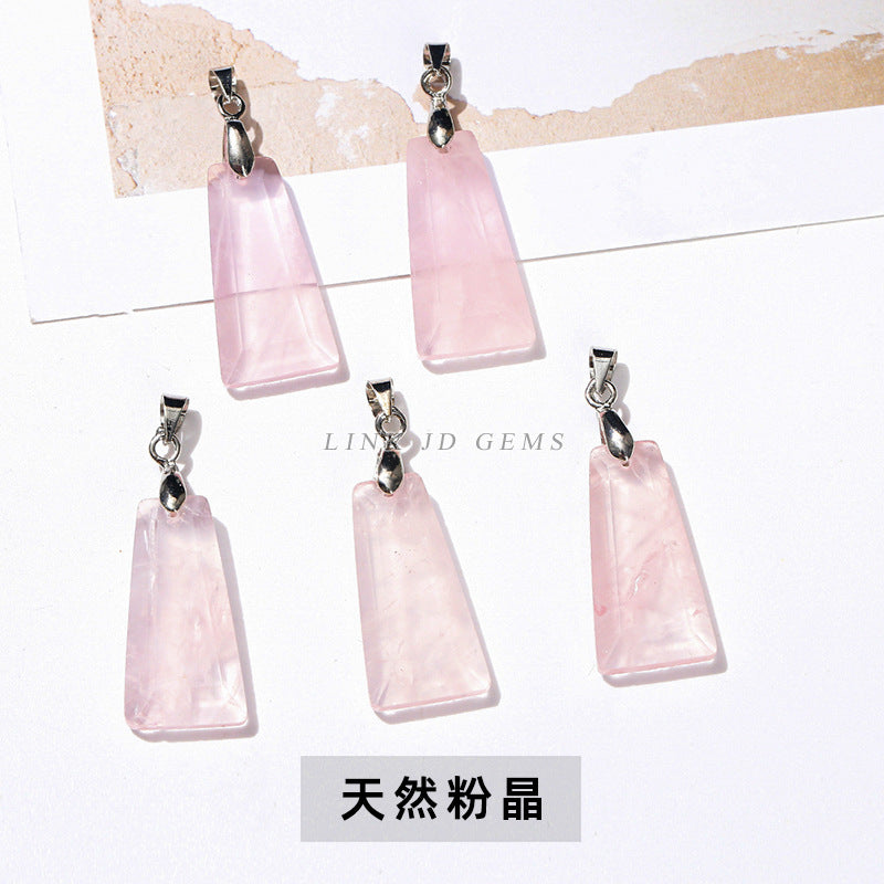 Natural stone crystal cut trapezoidal no matter card pendant