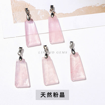 Natural stone crystal cut trapezoidal no matter card pendant