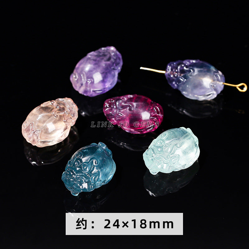 Natural color fluorite diamond pestle accessories crystal engraved pendant