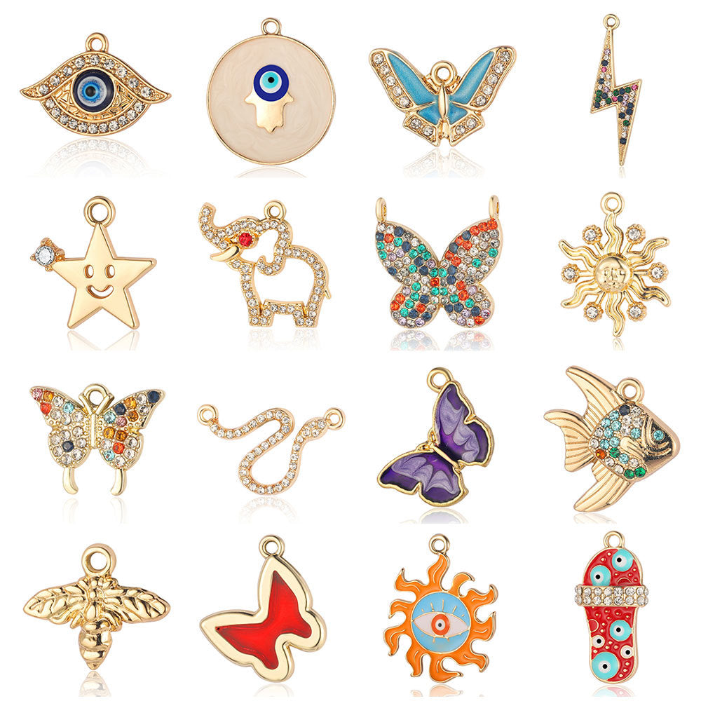 5 pcs/pack butterfly sun alloy pendant