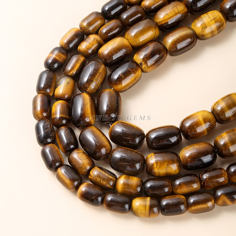 Natural yellow tiger's eye stone bucket beads loose beads