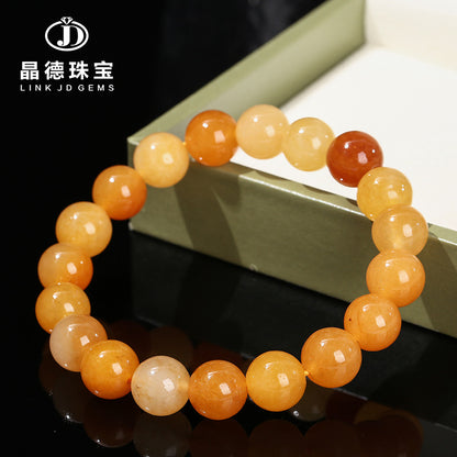 Golden silk jade round bead bracelet