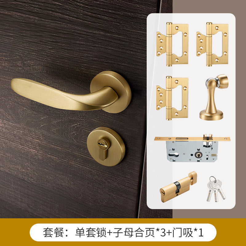 Door lock Brass gold door handle