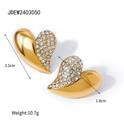 Half diamond half polished earrings