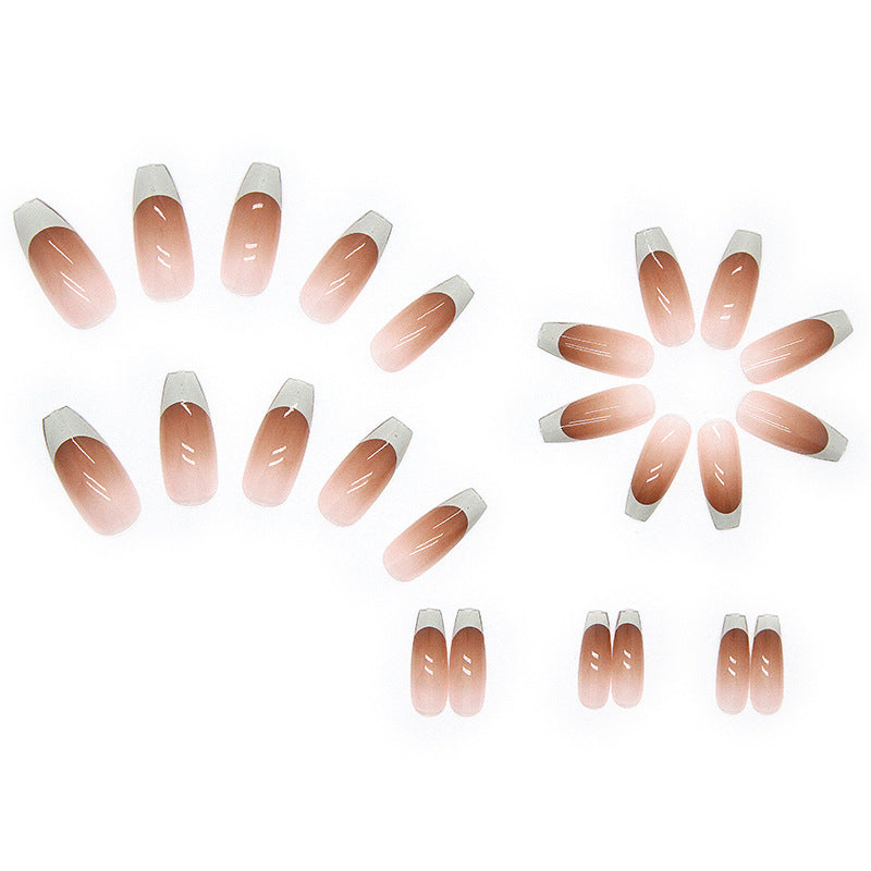 Long-Length Simple Wearable Nail 24-Piece Set No-Buffing