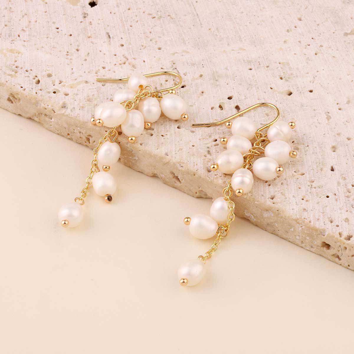 Natural Pearl Stud Earrings Clover Shell Butterfly