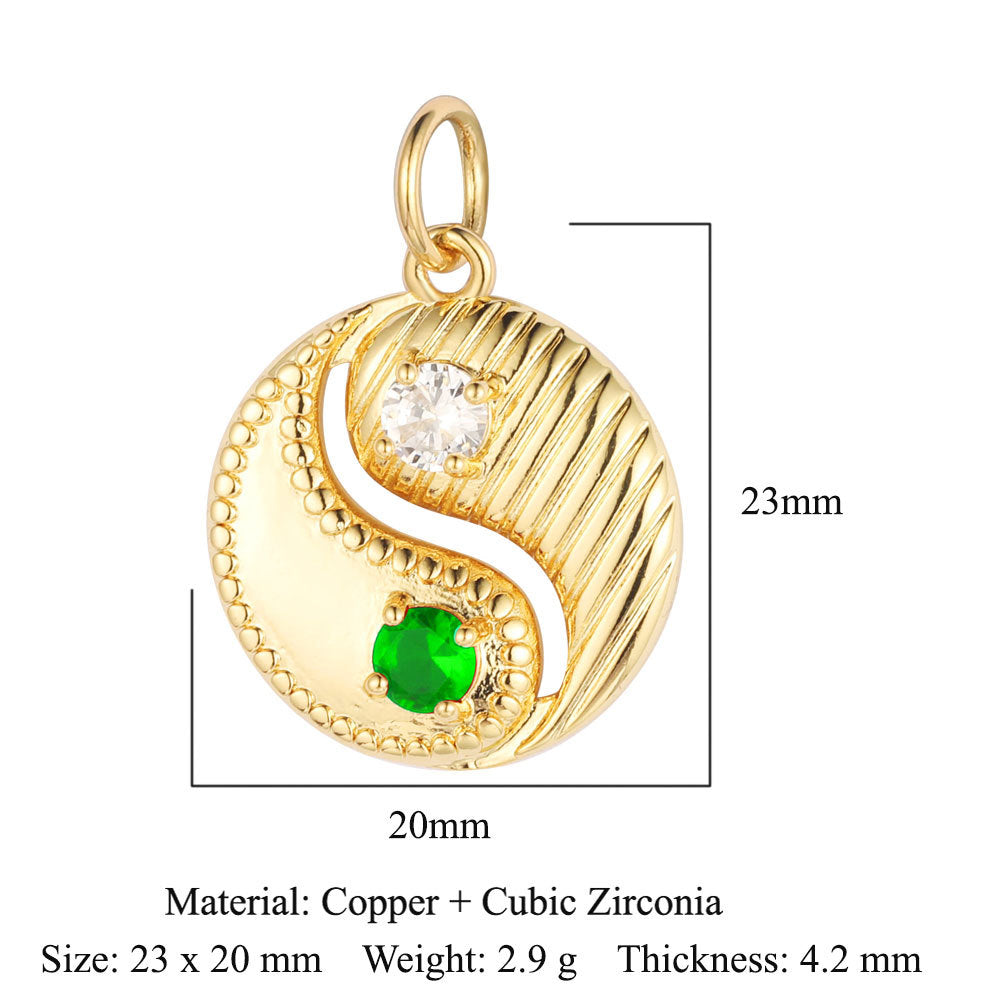 Copper zircon pendant, love shell pendant.