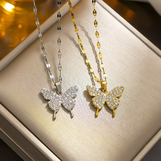 Chic Minimalist Hip-Hop Luxury Butterfly Pendant Necklace